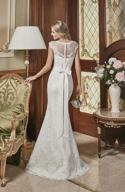 Свадебное платье Шанель. Силуэт Рыбка. Цвет Белый / Молочный. Вид 2