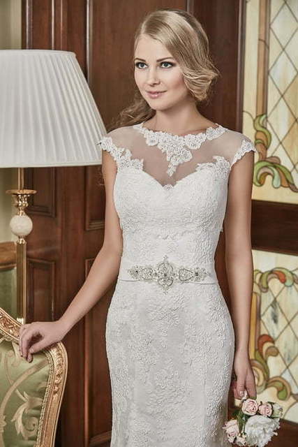 Свадебное платье Шанель. Силуэт Рыбка. Цвет Белый / Молочный. Вид 3