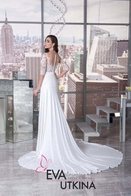 Свадебное платье Флоранс. Силуэт Прямое. Цвет Айвори / Капучино, Белый / Молочный. Вид 2