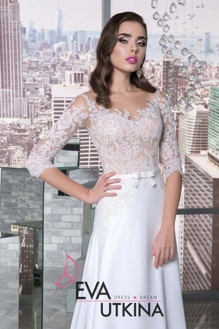 Свадебное платье Флоранс. Силуэт Прямое. Цвет Айвори / Капучино, Белый / Молочный. Вид 3