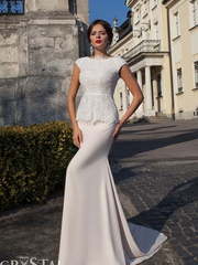 Свадебное платье Livia. Силуэт Прямое, Рыбка. Цвет Белый / Молочный, оттенки Розового. Вид 1