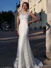 Свадебное платье Damask. Силуэт Прямое, Рыбка. Цвет Белый / Молочный. Вид 1