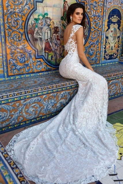 Свадебное платье Ostin. Силуэт Рыбка, Прямое. Цвет Айвори / Капучино, Белый / Молочный, оттенки Розового. Вид 2