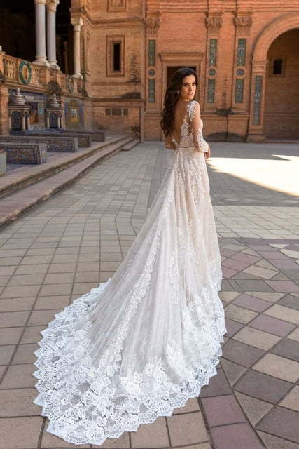 Свадебное платье Marlen. Силуэт Прямое. Цвет Айвори / Капучино, Белый / Молочный. Вид 2