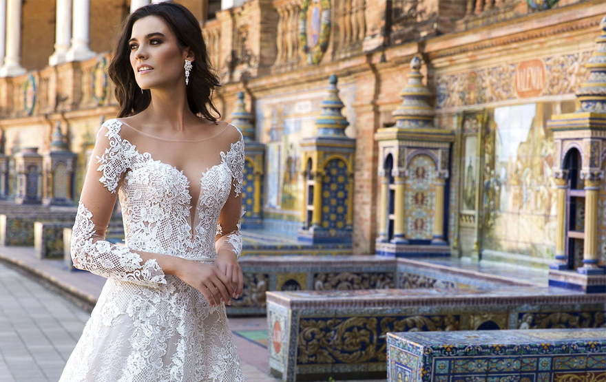 Свадебное платье Marlen. Силуэт Прямое. Цвет Айвори / Капучино, Белый / Молочный. Вид 3