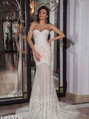 Свадебное платье Molto. Силуэт Рыбка. Цвет Айвори / Капучино, оттенки Розового. Вид 1