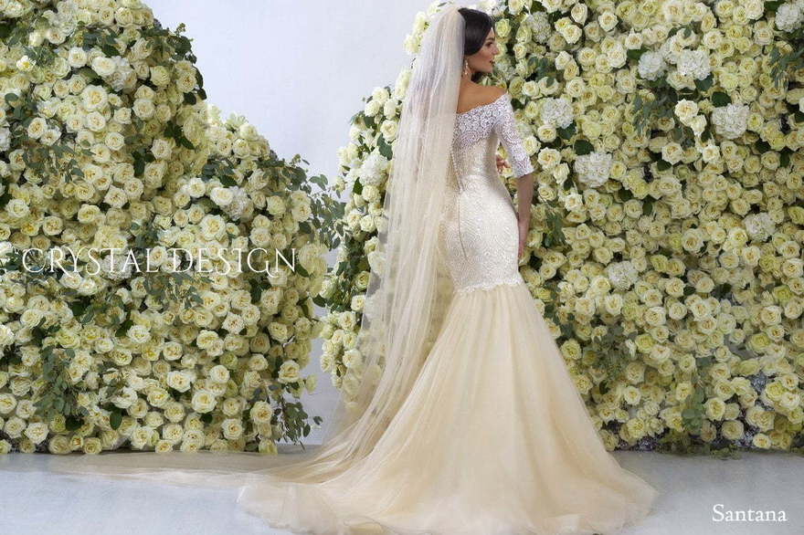 Свадебное платье Santana. Силуэт Рыбка. Цвет Айвори / Капучино, Персик / Оранжевый. Вид 2