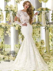 Свадебное платье Naomi. Силуэт Рыбка. Цвет Белый / Молочный. Вид 1