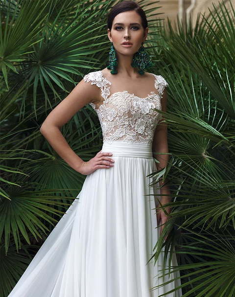 Свадебное платье Palmira. Силуэт Греческий, Прямое. Цвет Айвори / Капучино, Белый / Молочный. Вид 2