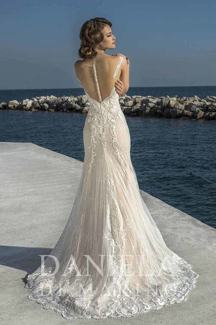 Свадебное платье Areta. Силуэт Рыбка. Цвет Айвори / Капучино. Вид 2