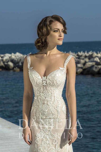 Свадебное платье Areta. Силуэт Рыбка. Цвет Айвори / Капучино. Вид 3