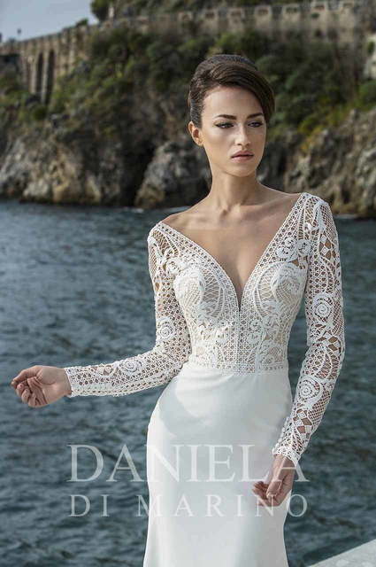 Свадебное платье Baltar. Силуэт Рыбка, Прямое. Цвет Айвори / Капучино, Белый / Молочный. Вид 3