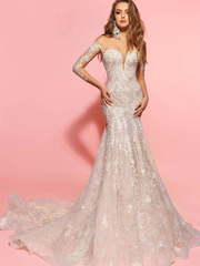 Свадебное платье Kim. Силуэт Рыбка. Цвет Айвори / Капучино, оттенки Розового. Вид 1