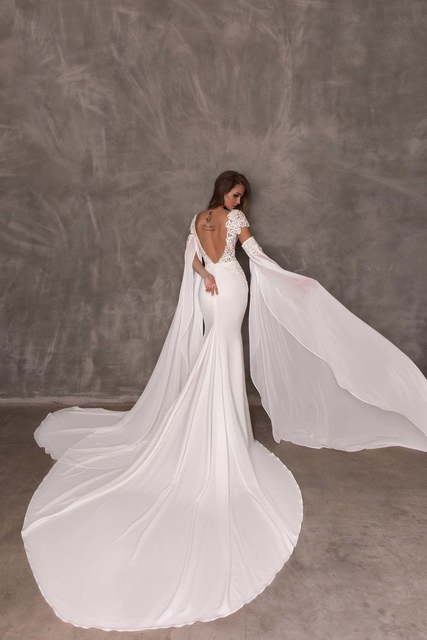 Свадебное платье Sintia. Силуэт Рыбка. Цвет Белый / Молочный. Вид 2