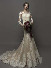 Свадебное платье Alba. Силуэт Рыбка. Цвет Айвори / Капучино. Вид 1