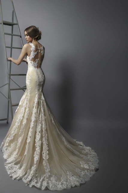 Свадебное платье Aria. Силуэт Рыбка. Цвет Айвори / Капучино. Вид 2