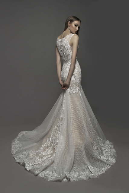 Свадебное платье Dainerris. Силуэт Рыбка. Цвет Айвори / Капучино, Белый / Молочный. Вид 2