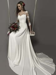 Свадебное платье Leyla. Силуэт Прямое. Цвет Белый / Молочный. Вид 1