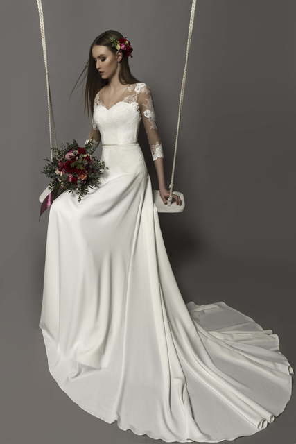 Свадебное платье Leyla. Силуэт Прямое. Цвет Белый / Молочный. Вид 1