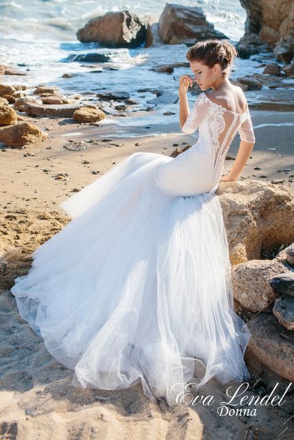 Свадебное платье Donna. Силуэт Рыбка. Цвет Айвори / Капучино, Белый / Молочный, оттенки Розового. Вид 3