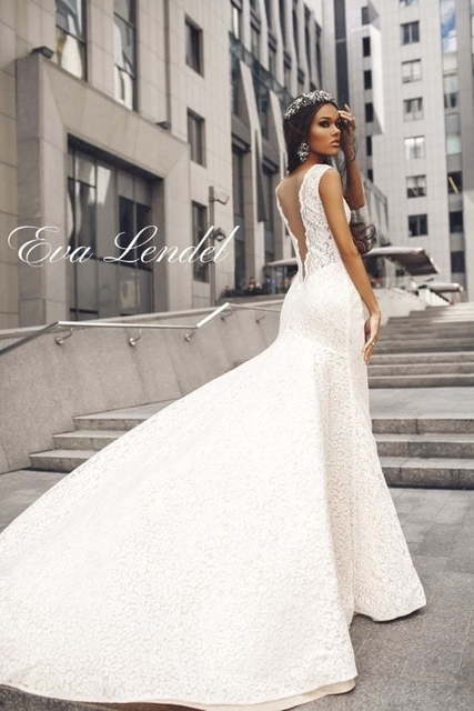 Свадебное платье Ester. Силуэт Рыбка. Цвет Айвори / Капучино, Белый / Молочный, оттенки Розового. Вид 2