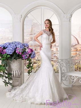 Свадебное платье Валетта. Силуэт Рыбка. Цвет Белый / Молочный. Вид 1