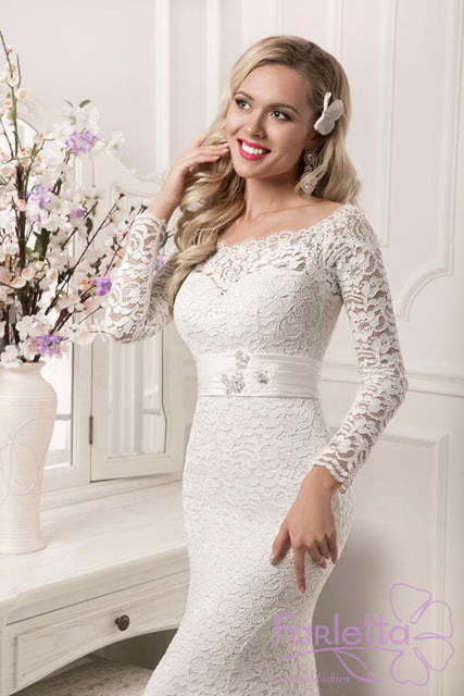 Свадебное платье Ваниль. Силуэт Рыбка. Цвет Белый / Молочный. Вид 3