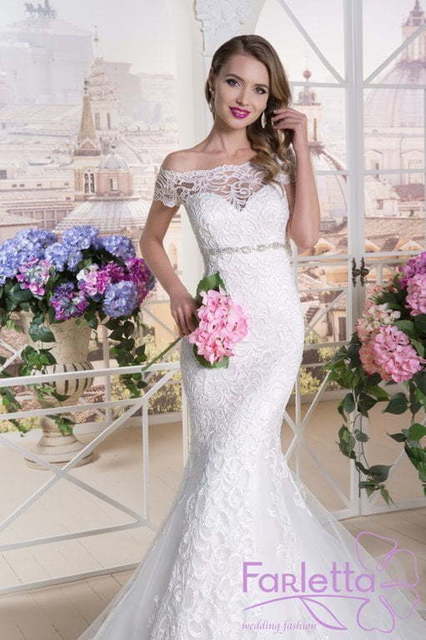 Свадебное платье Севилья. Силуэт Рыбка. Цвет Айвори / Капучино, Белый / Молочный. Вид 2