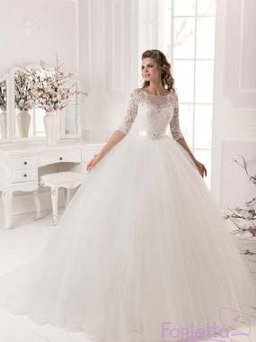 Свадебное платье Лотос. Силуэт Пышное. Цвет Белый / Молочный. Вид 1