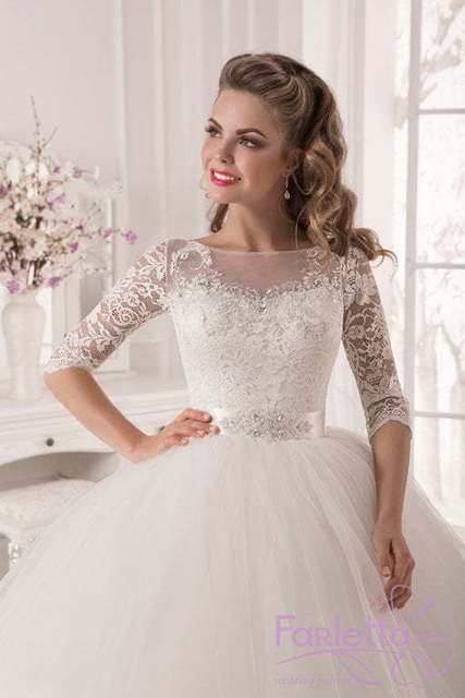 Свадебное платье Лотос. Силуэт Пышное. Цвет Белый / Молочный. Вид 3