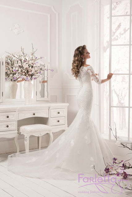 Свадебное платье Магнолия. Силуэт Рыбка. Цвет Белый / Молочный. Вид 3