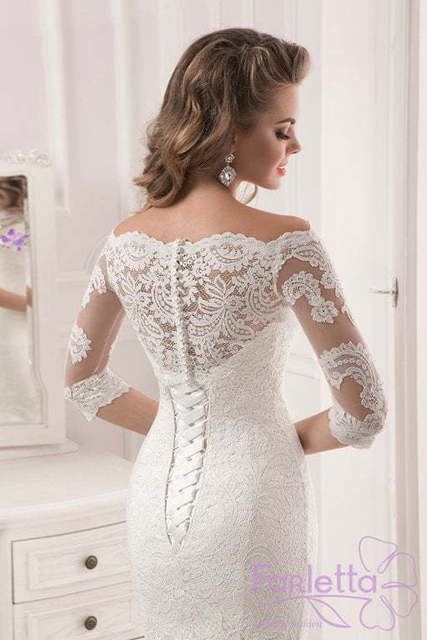 Свадебное платье Магнолия. Силуэт Рыбка. Цвет Белый / Молочный. Вид 4