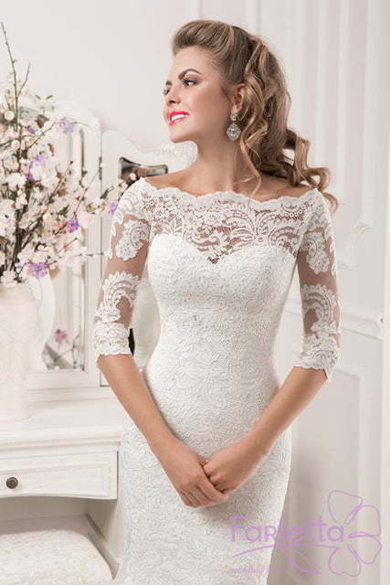 Свадебное платье Магнолия. Силуэт Рыбка. Цвет Белый / Молочный. Вид 5