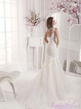 Свадебное платье Орхидея. Силуэт Рыбка. Цвет Белый / Молочный, Айвори / Капучино. Вид 2