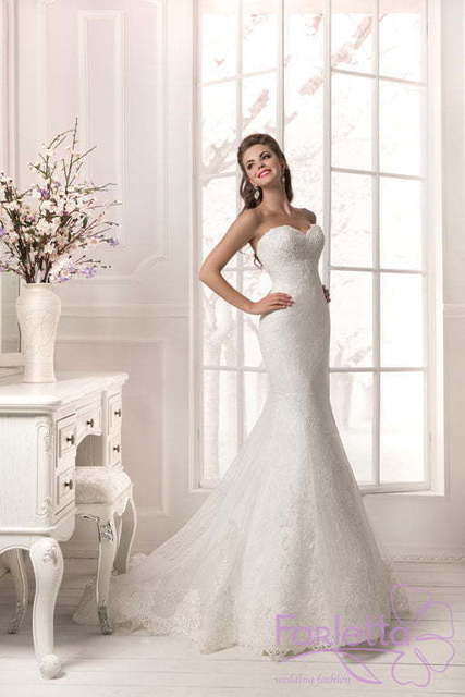 Свадебное платье Фуксия. Силуэт Рыбка. Цвет Белый / Молочный. Вид 2