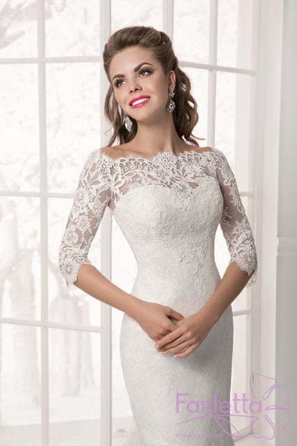 Свадебное платье Фуксия. Силуэт Рыбка. Цвет Белый / Молочный. Вид 5