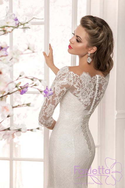 Свадебное платье Фуксия. Силуэт Рыбка. Цвет Белый / Молочный. Вид 6