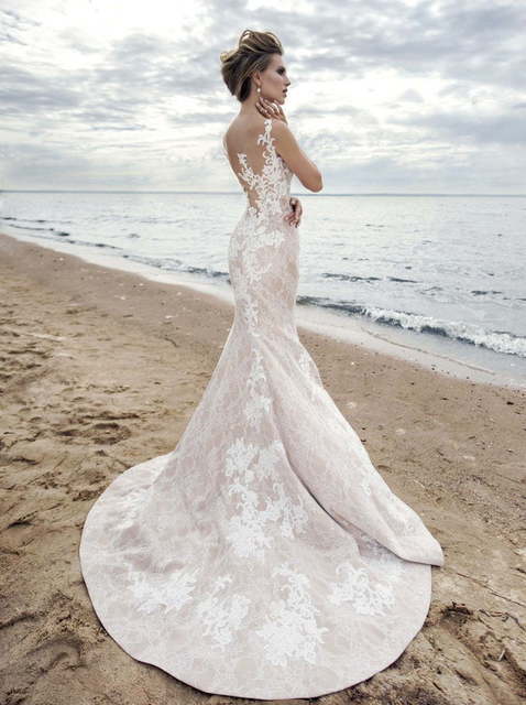 Свадебное платье Golden Hind. Силуэт Рыбка, Прямое. Цвет Айвори / Капучино, оттенки Розового. Вид 2