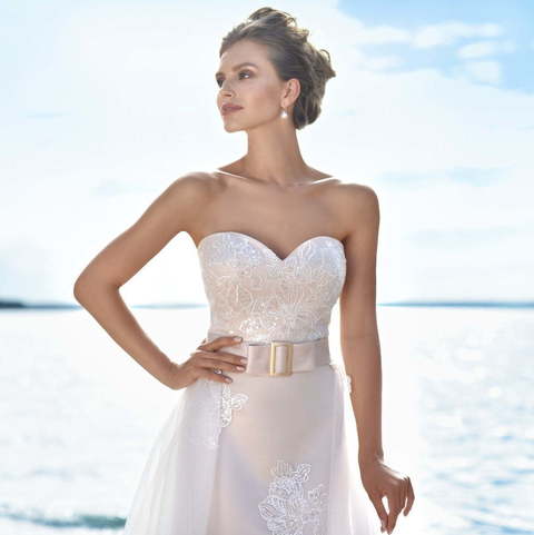 Свадебное платье Lighting. Силуэт Прямое. Цвет Айвори / Капучино, Белый / Молочный, Персик / Оранжевый, оттенки Розового. Вид 2