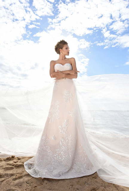 Свадебное платье Lighting. Силуэт Прямое. Цвет Айвори / Капучино, Белый / Молочный, Персик / Оранжевый, оттенки Розового. Вид 3