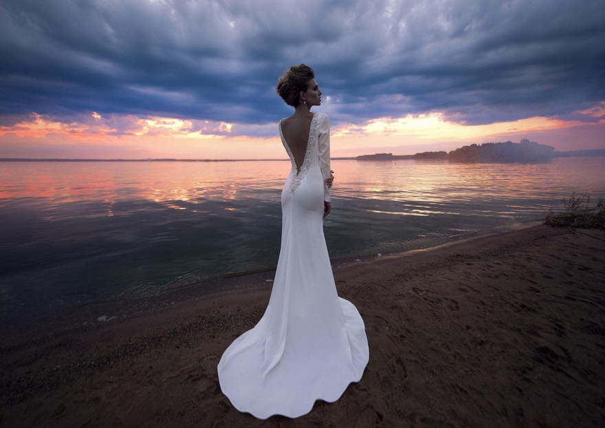 Свадебное платье Cutty Sark. Силуэт Рыбка, Прямое. Цвет Белый / Молочный. Вид 2