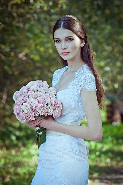 Свадебное платье Erica. Силуэт Рыбка, Прямое. Цвет Белый / Молочный. Вид 2