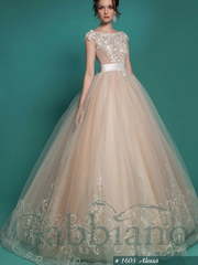 Свадебное платье Алесса. Силуэт Пышное. Цвет Айвори / Капучино, Персик / Оранжевый. Вид 1