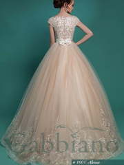 Свадебное платье Алесса. Силуэт Пышное. Цвет Айвори / Капучино, Персик / Оранжевый. Вид 2