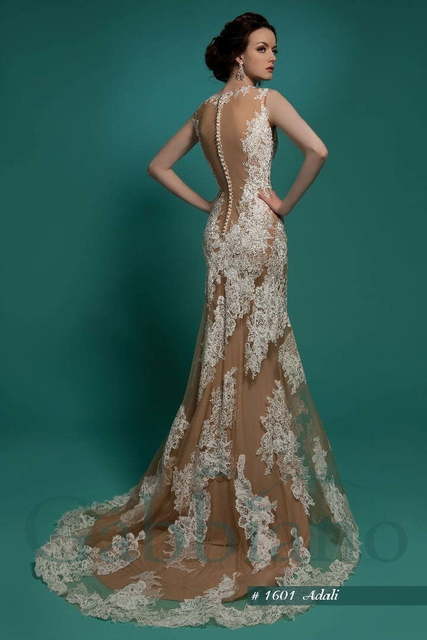 Свадебное платье Адали. Силуэт Рыбка, Прямое. Цвет Айвори / Капучино, Белый / Молочный. Вид 2