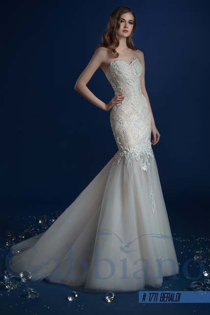 Свадебное платье Бералди. Силуэт Рыбка. Цвет Айвори / Капучино, Белый / Молочный, Персик / Оранжевый. Вид 3