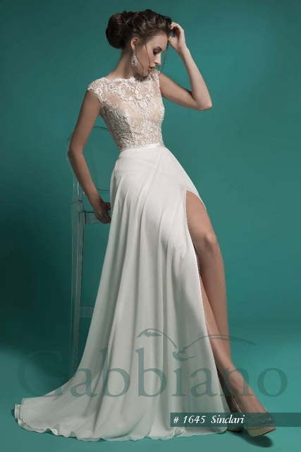 Свадебное платье Синклар. Силуэт Прямое. Цвет Айвори / Капучино, Белый / Молочный. Вид 3