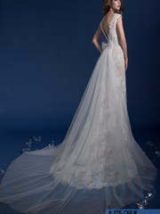 Свадебное платье Карлин. Силуэт Прямое. Цвет Белый / Молочный, Айвори / Капучино, оттенки Розового. Вид 2