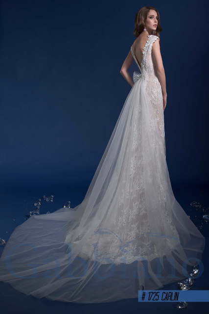 Свадебное платье Карлин. Силуэт Прямое. Цвет Айвори / Капучино, Белый / Молочный, оттенки Розового. Вид 2