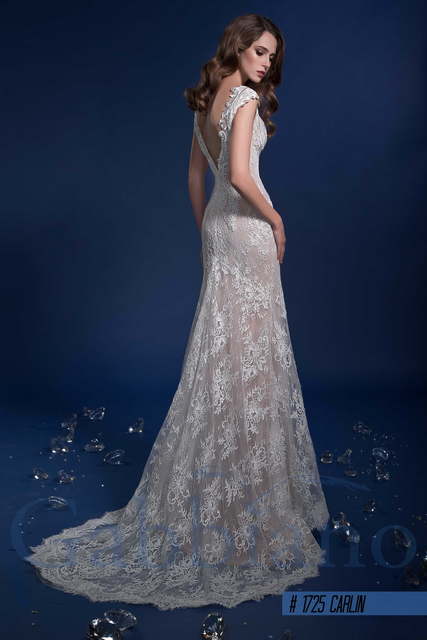 Свадебное платье Карлин. Силуэт Прямое. Цвет Айвори / Капучино, Белый / Молочный, оттенки Розового. Вид 3